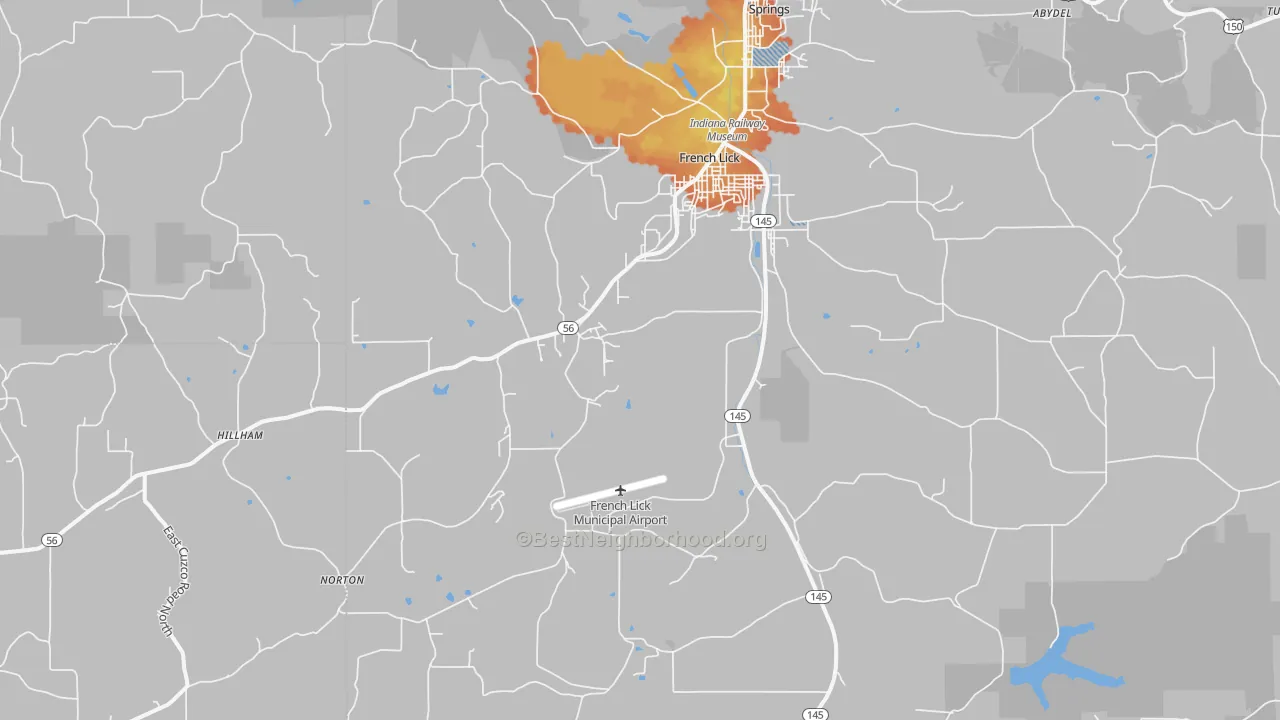 Bike Grade map of 47432, IN