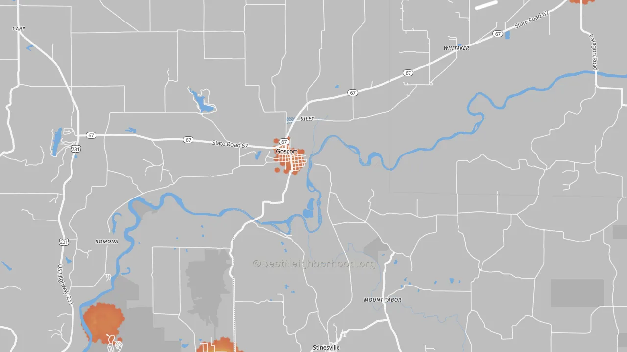 Bike Grade map of 47433, IN