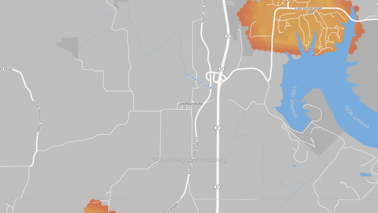 Bike Grade map of 47434, IN