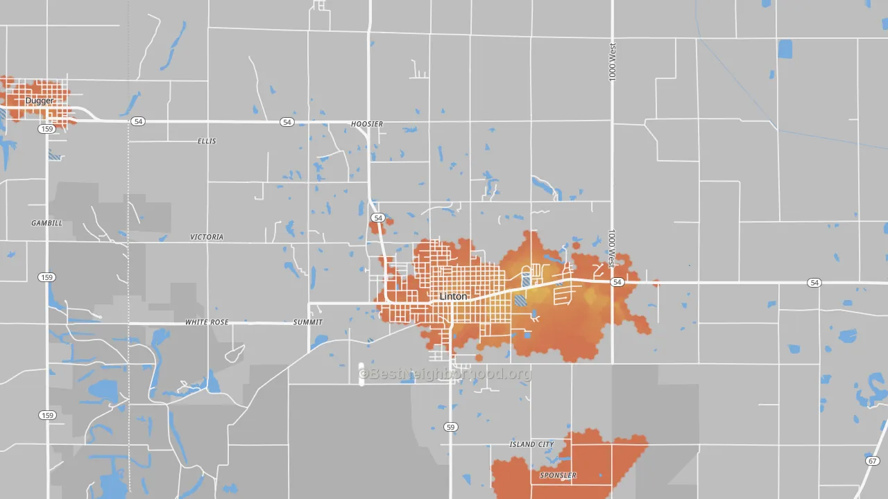 Bike Grade map of 47441, IN
