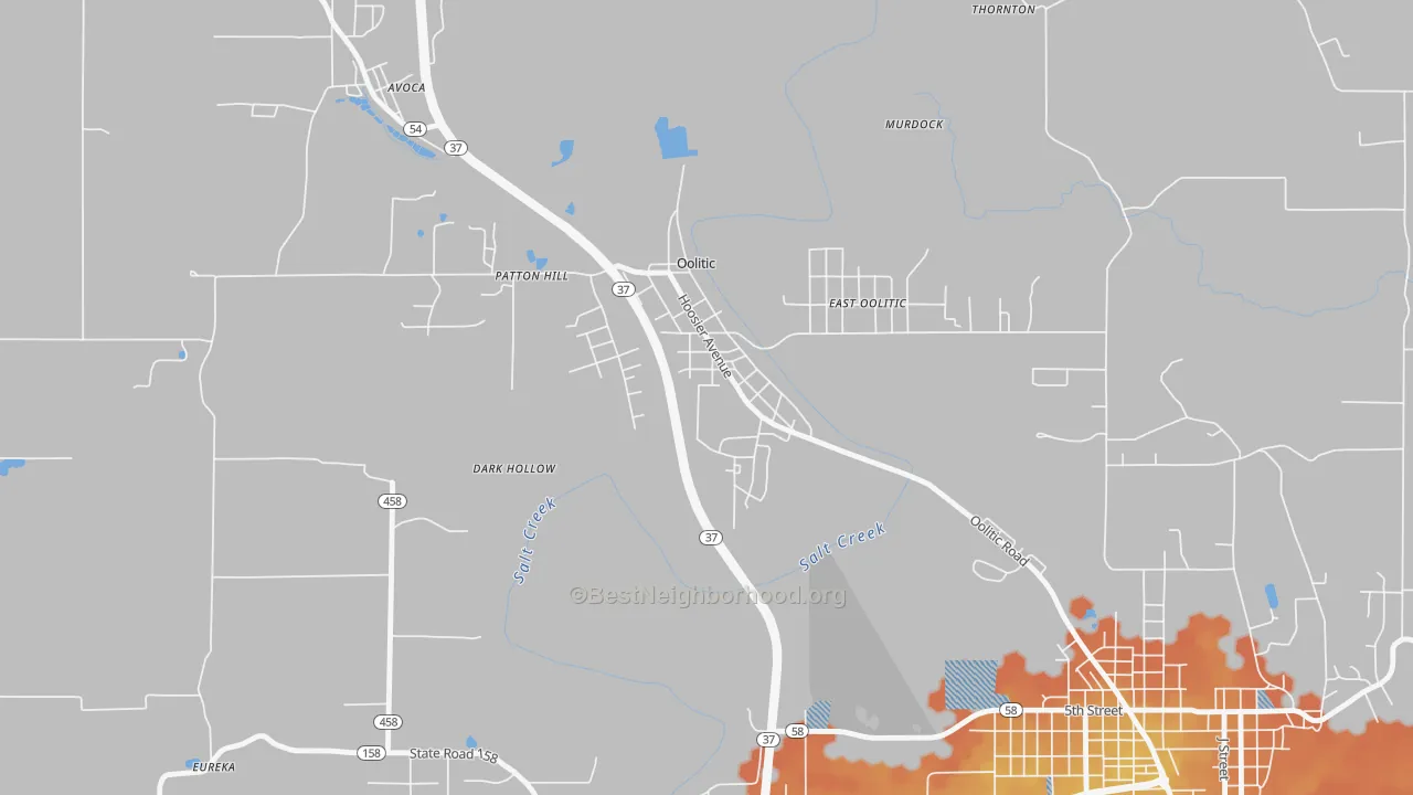 Bike Grade map of 47451, IN