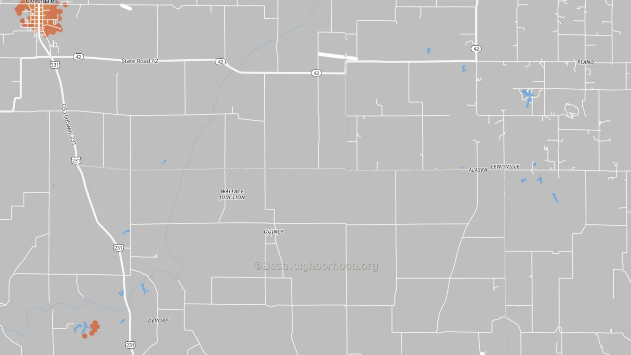Bike Grade map of 47456, IN