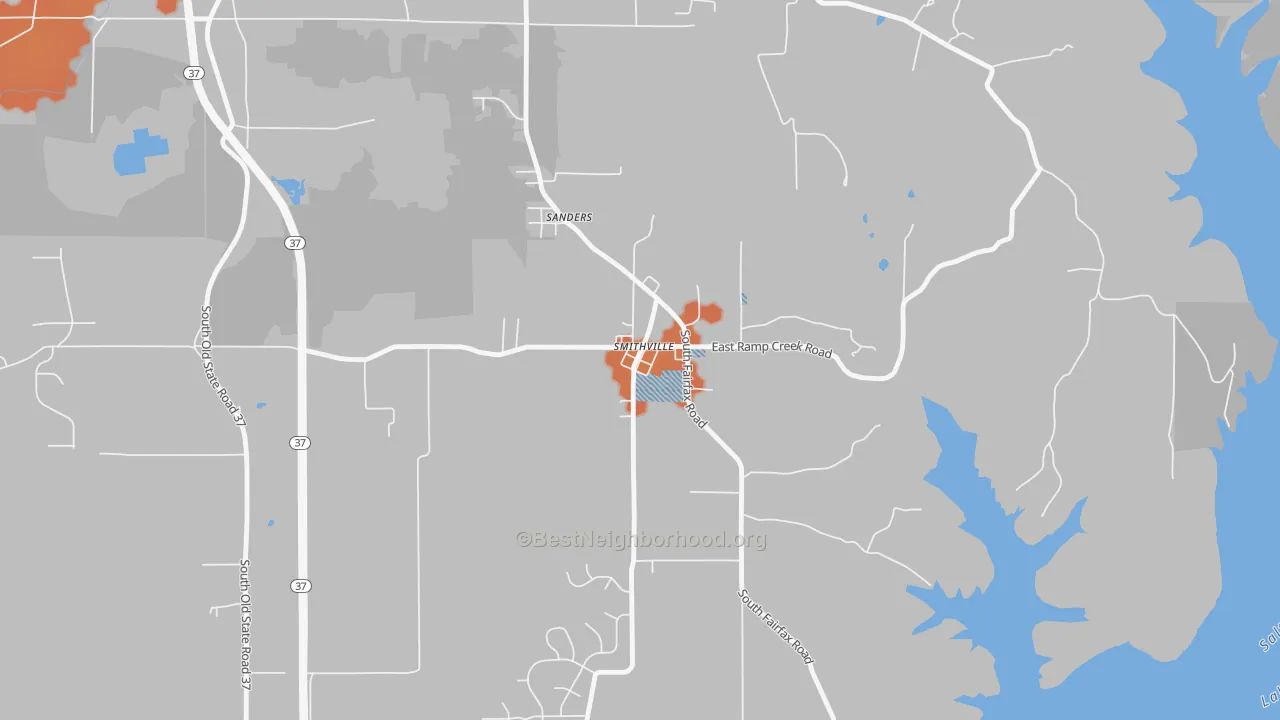 Bike Grade map of 47458, IN
