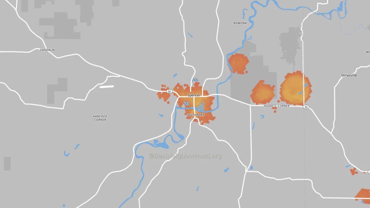Bike Grade map of 47460, IN