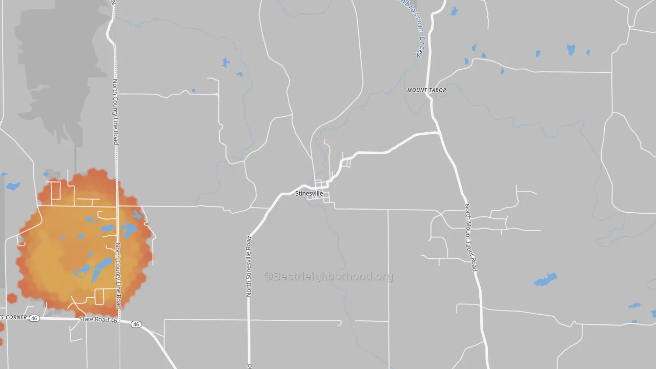 Bike Grade map of 47464, IN
