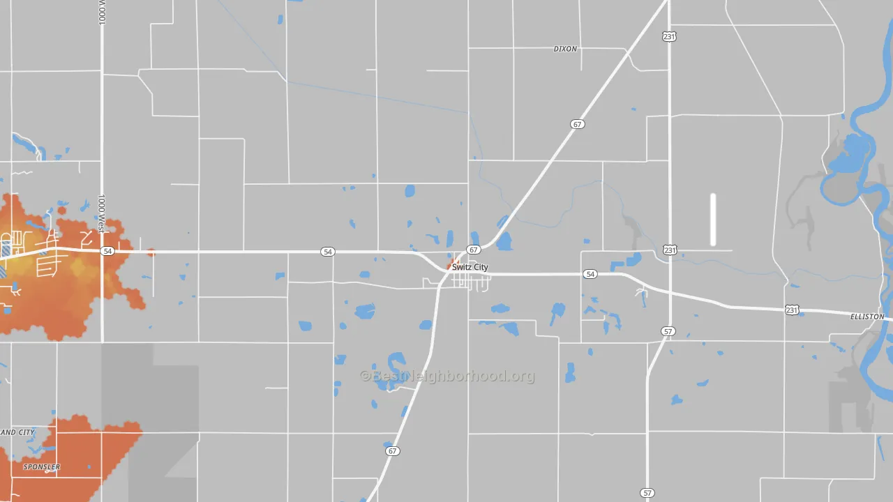 Bike Grade map of 47465, IN