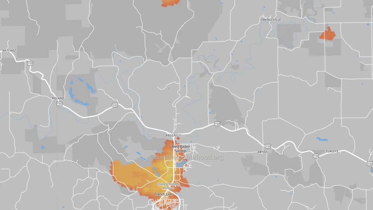 Bike Grade map of 47469, IN