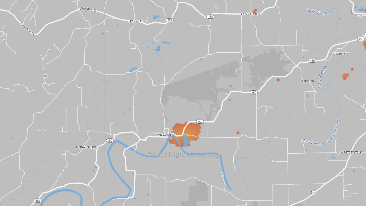 Bike Grade map of 47470, IN
