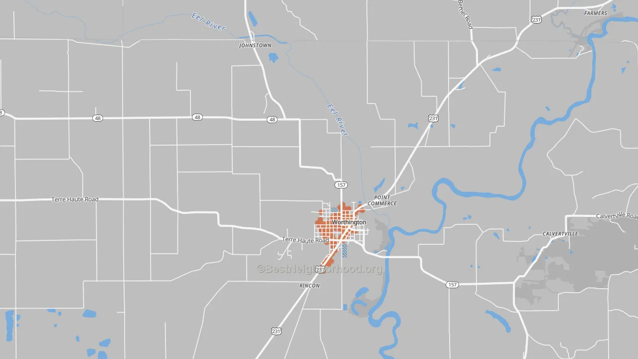 Bike Grade map of 47471, IN