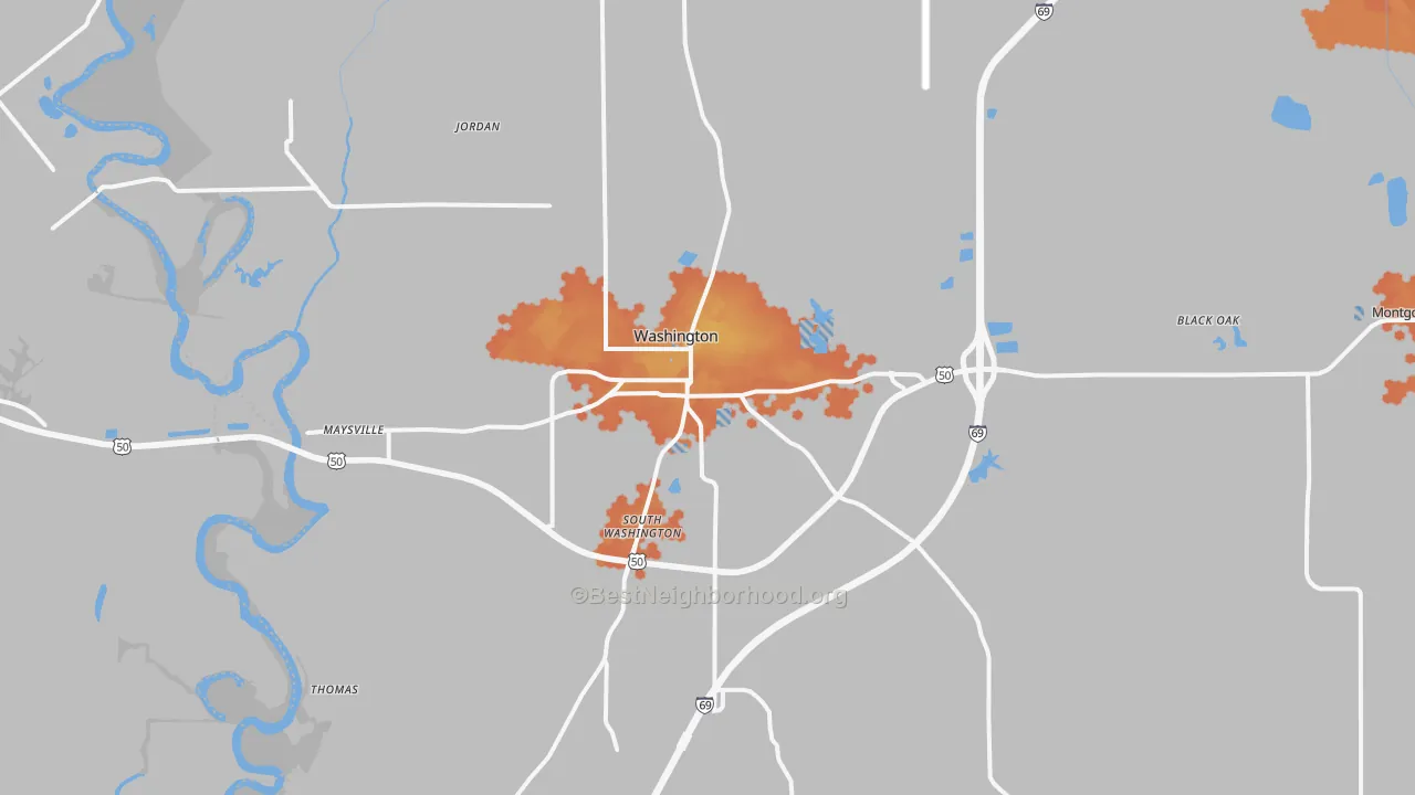 Bike Grade map of 47501, IN