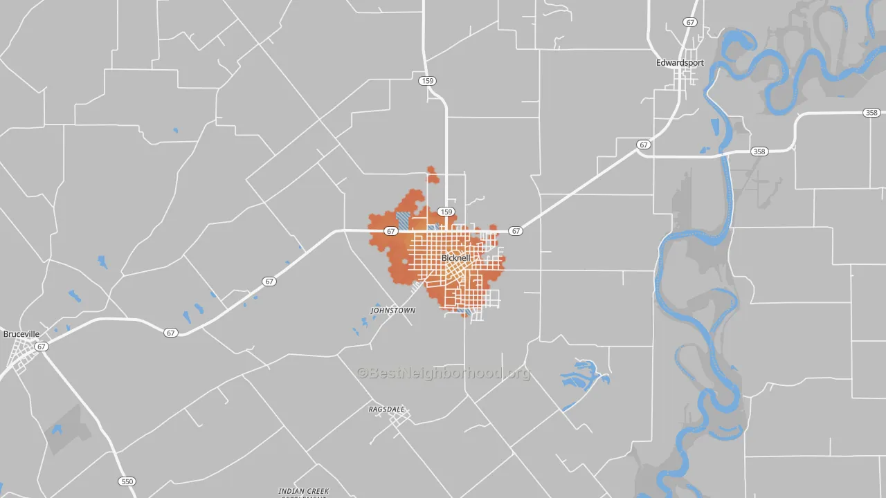Bike Grade map of 47512, IN