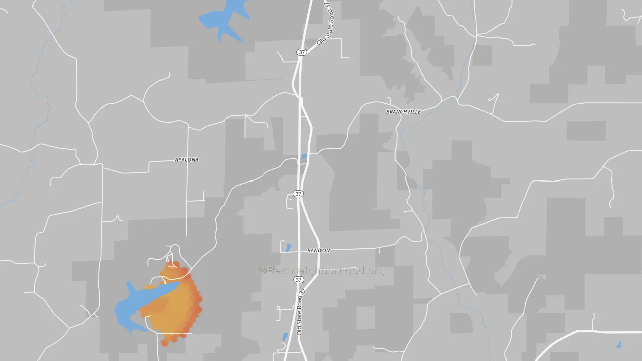 Bike Grade map of 47514, IN