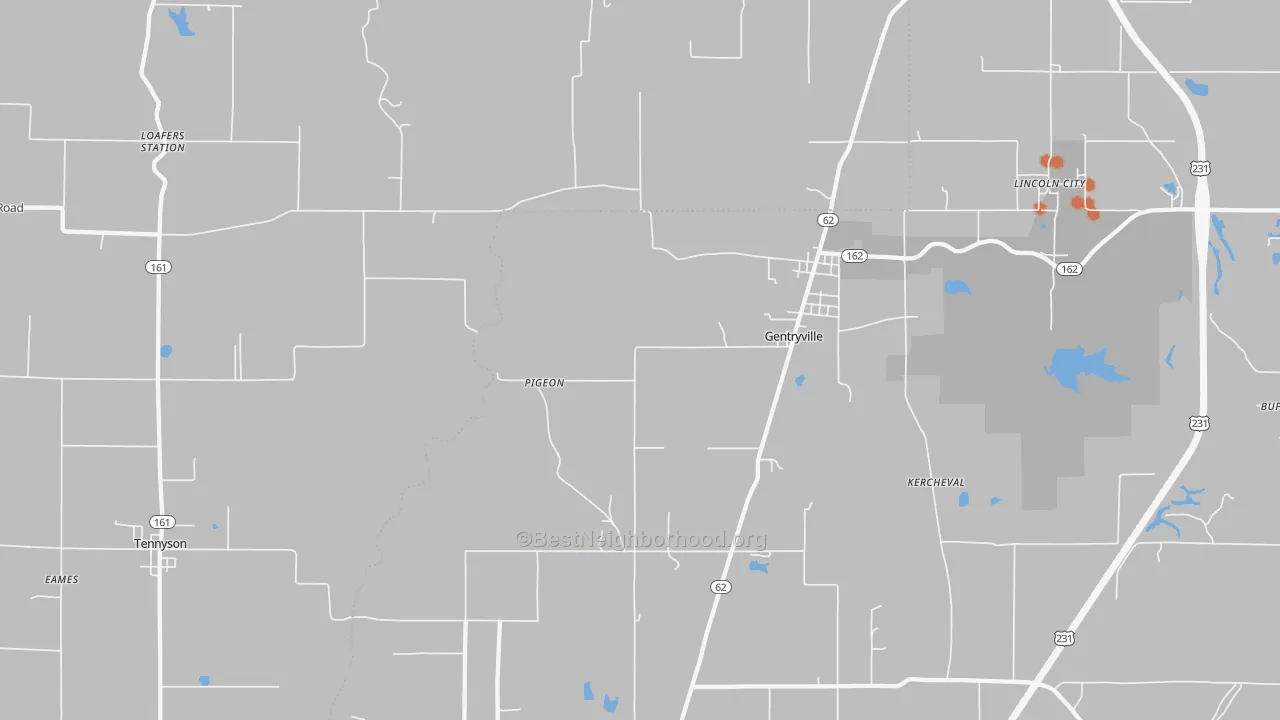 Bike Grade map of 47537, IN
