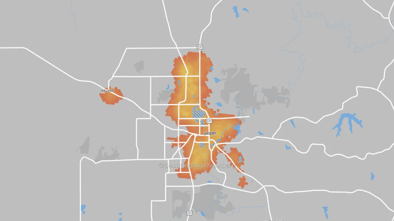 Bike Grade map of 47546, IN