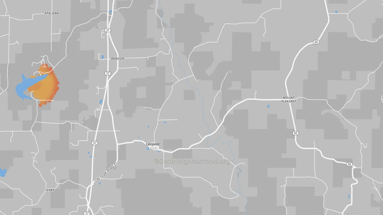 Bike Grade map of 47551, IN