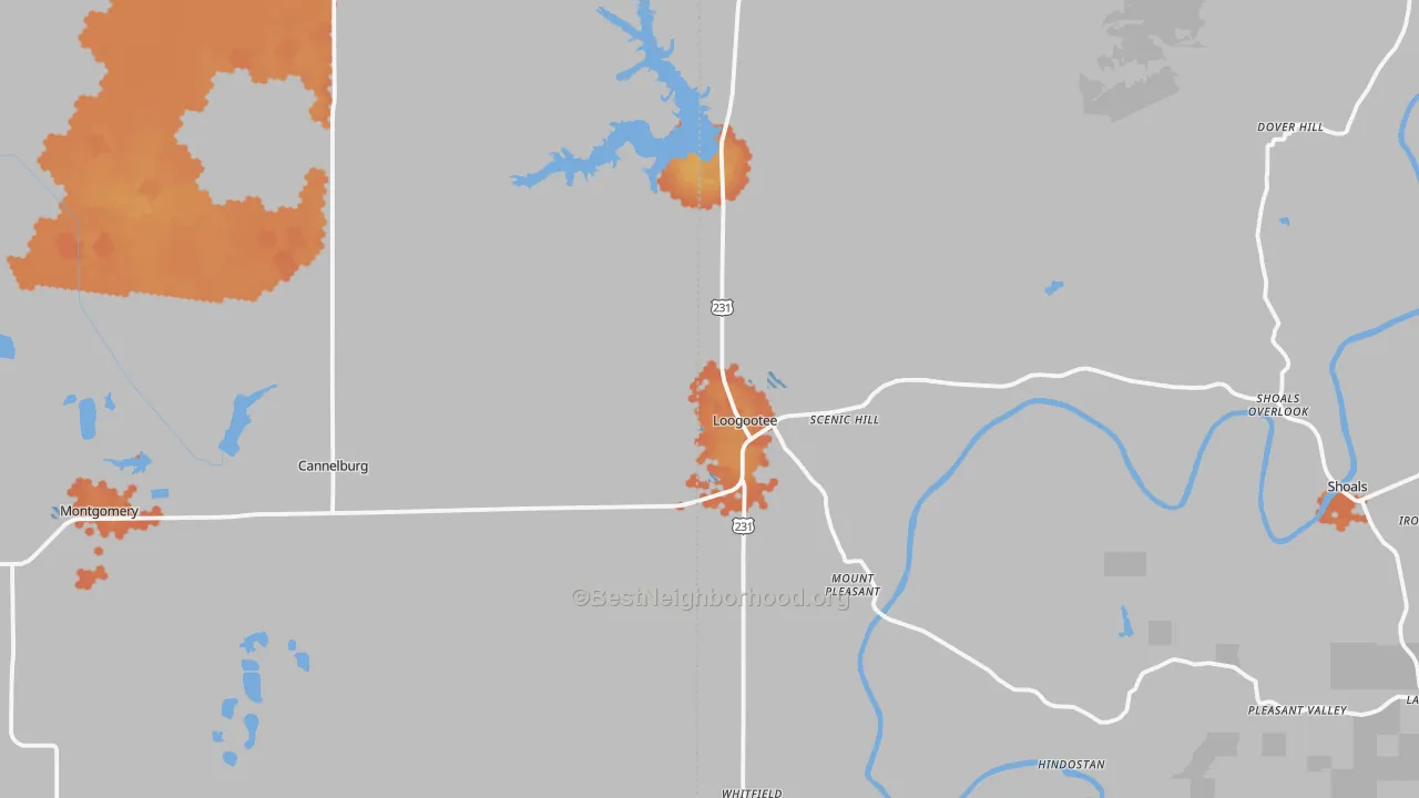 Bike Grade map of 47553, IN