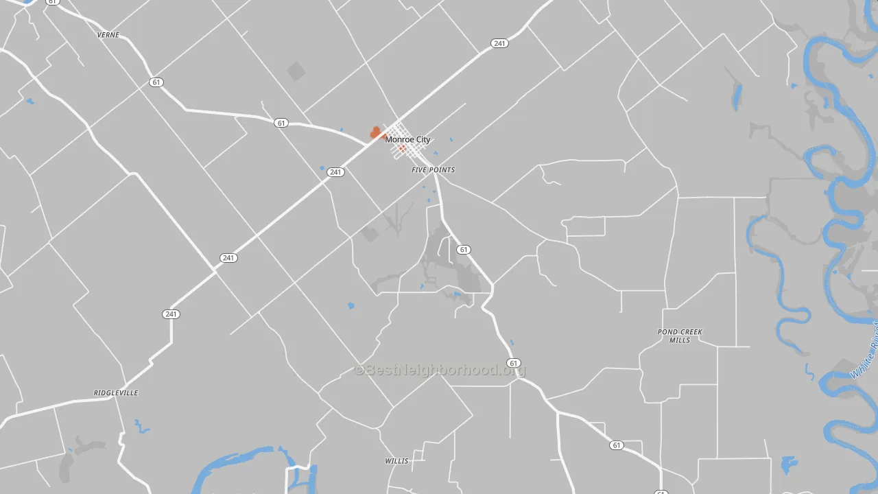 Bike Grade map of 47557, IN