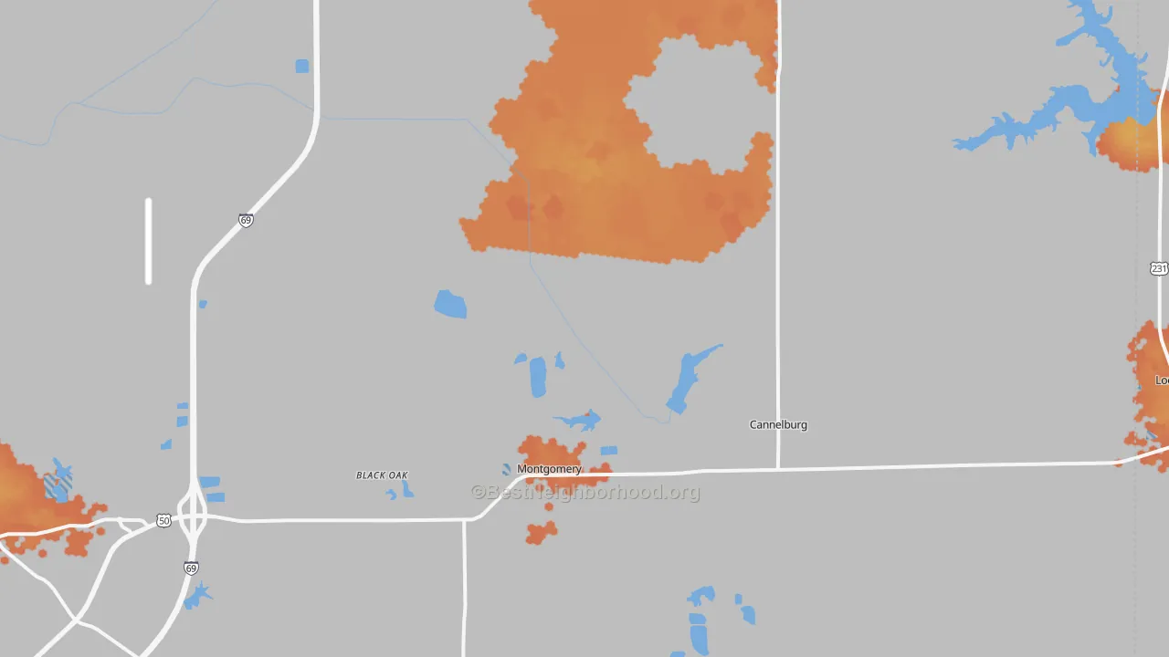 Bike Grade map of 47558, IN
