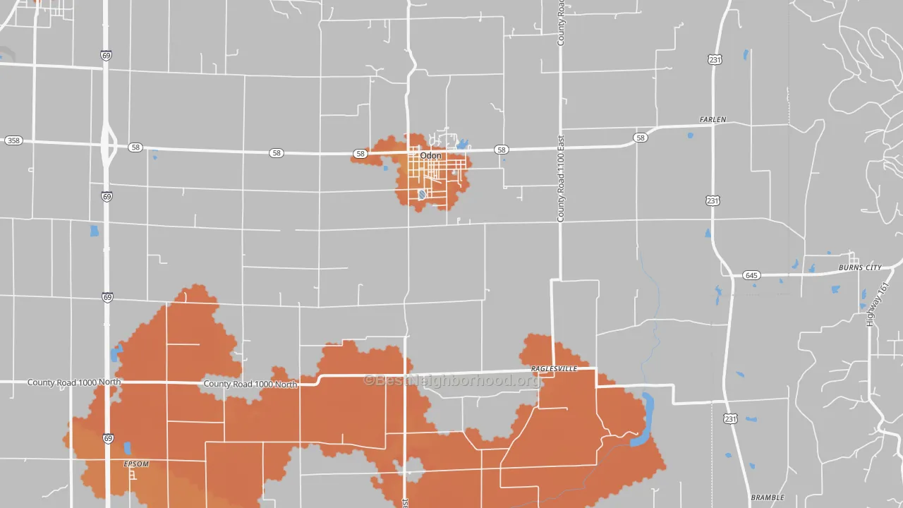 Bike Grade map of 47562, IN
