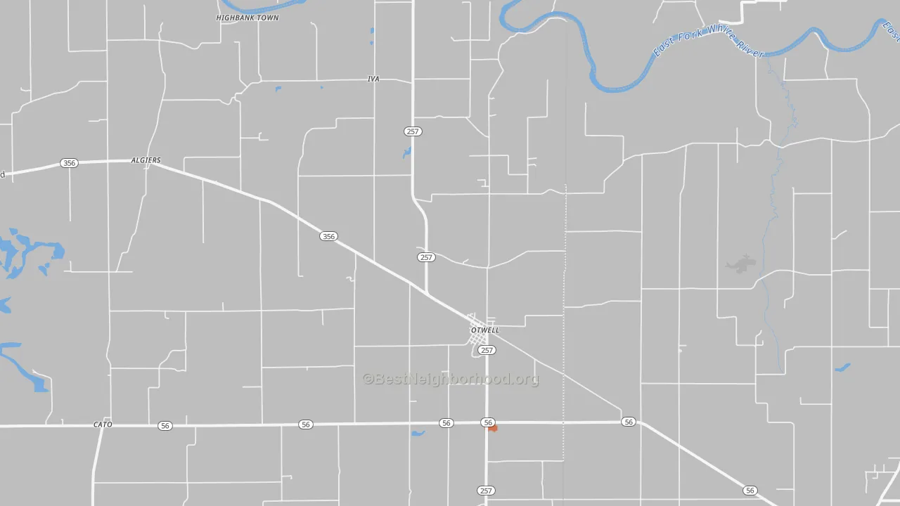 Bike Grade map of 47564, IN