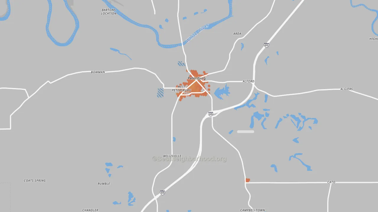 Bike Grade map of 47567, IN