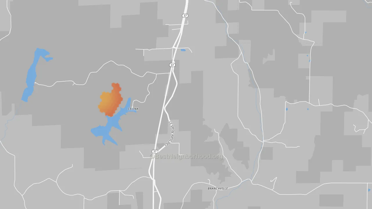 Bike Grade map of 47576, IN