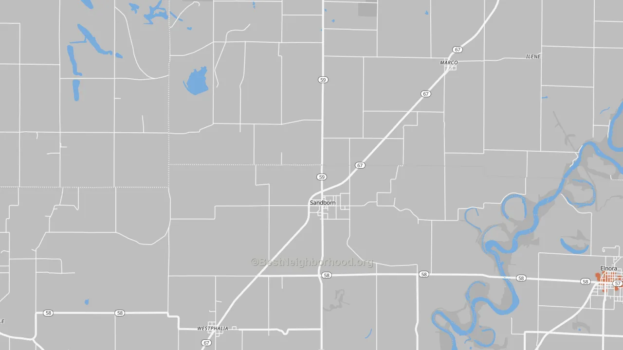 Bike Grade map of 47578, IN