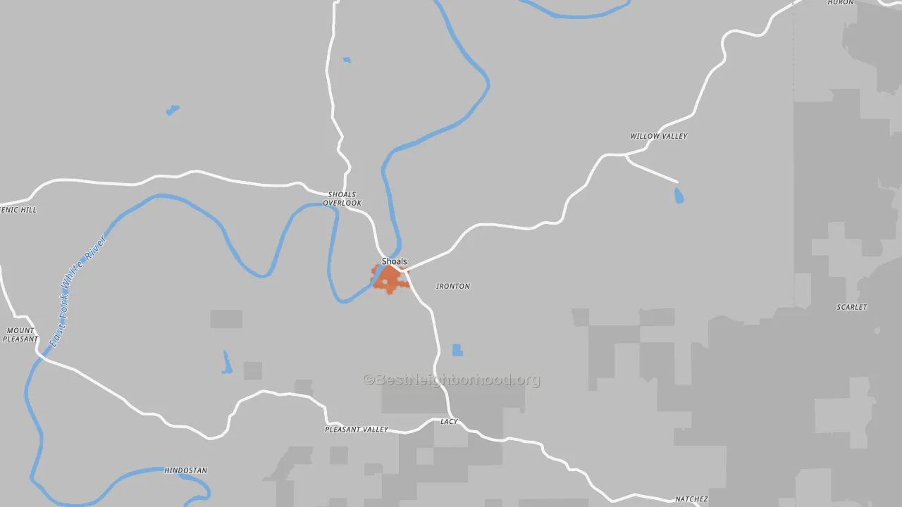 Bike Grade map of 47581, IN