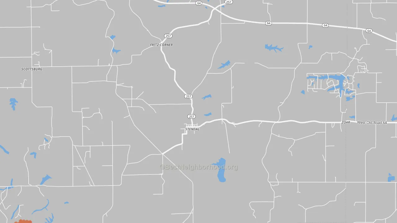 Bike Grade map of 47585, IN