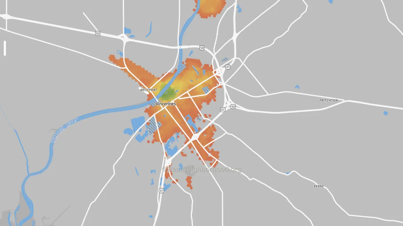 Bike Grade map of 47591, IN