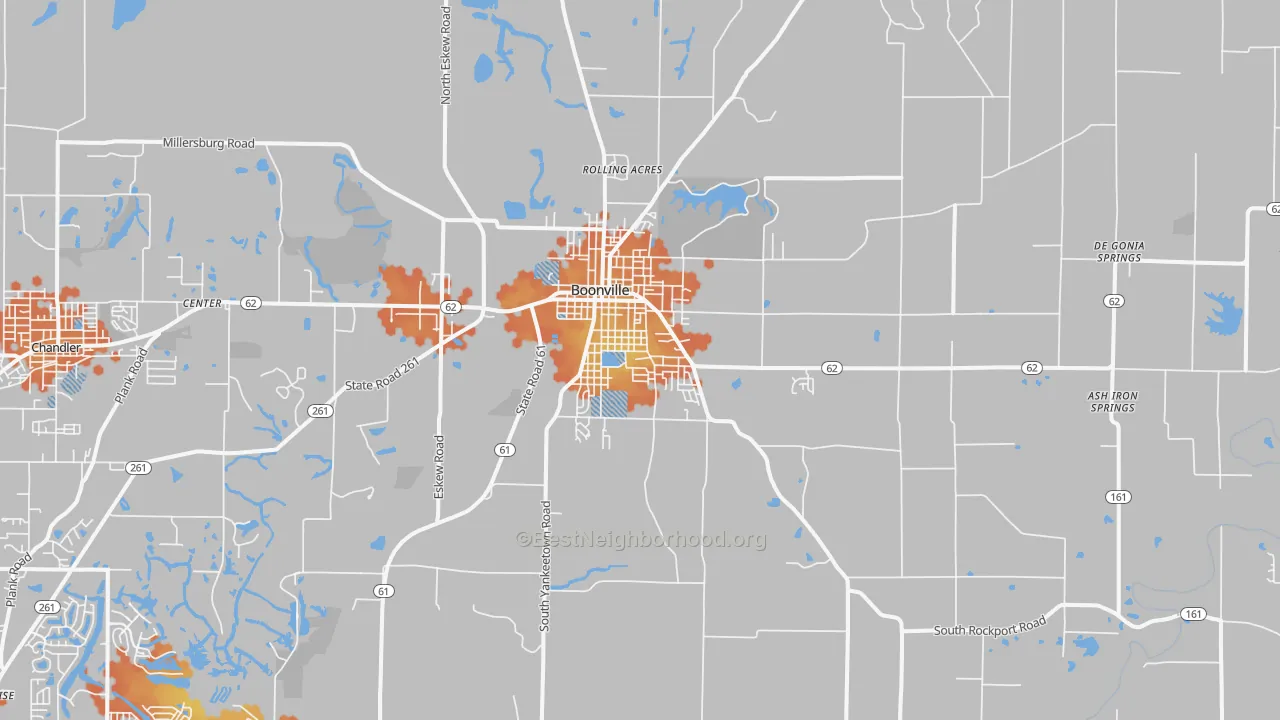 Bike Grade map of 47601, IN
