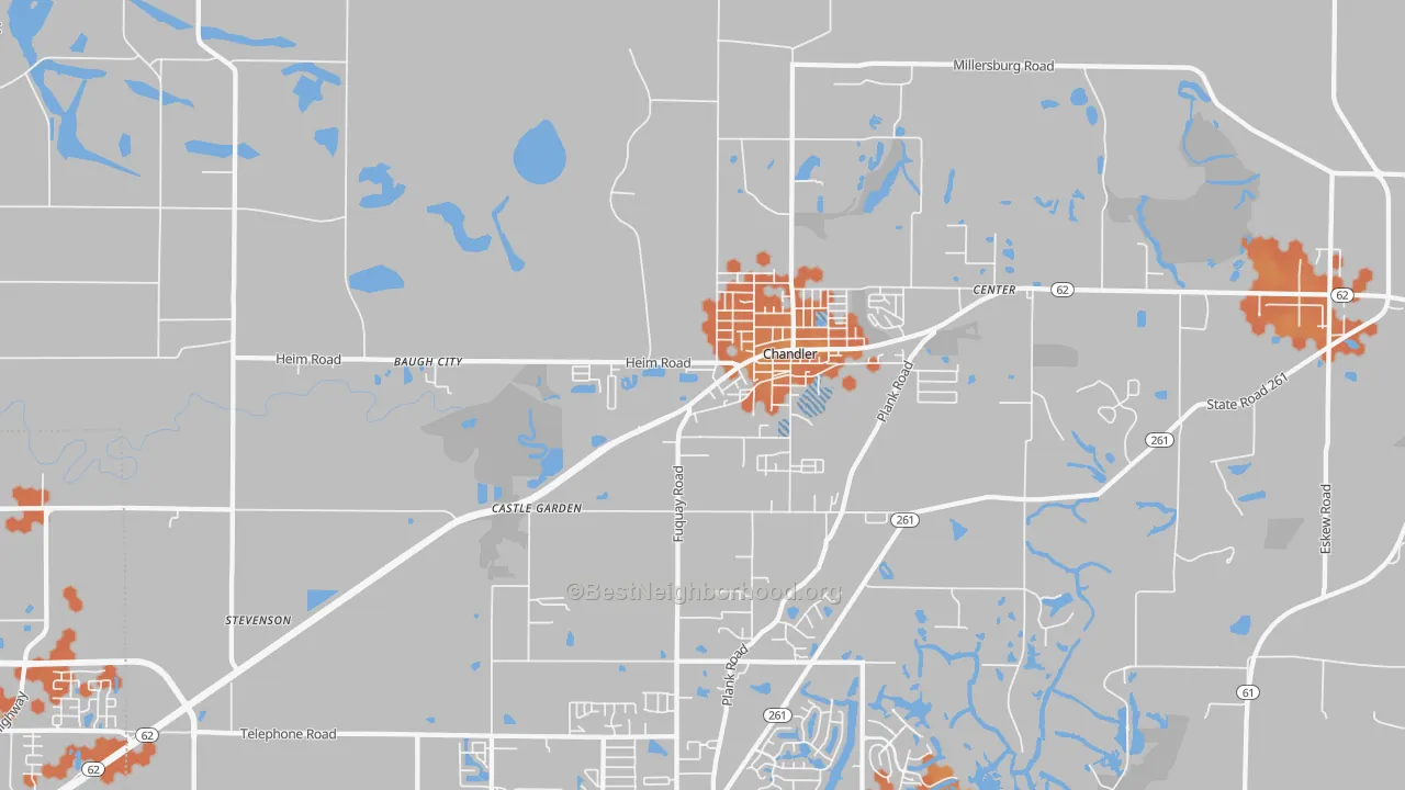 Bike Grade map of 47610, IN