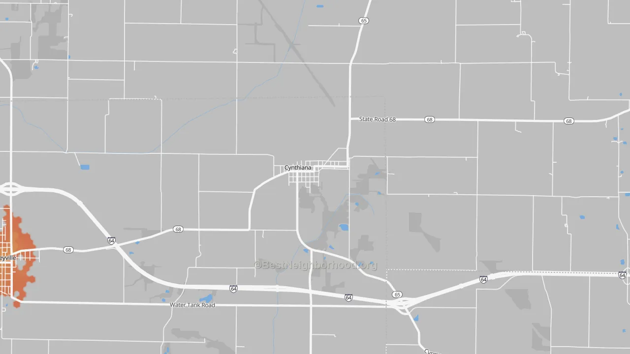Bike Grade map of 47612, IN