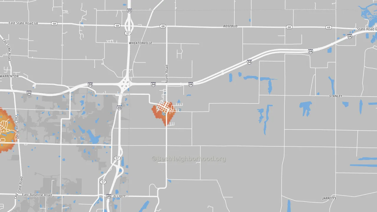 Bike Grade map of 47613, IN
