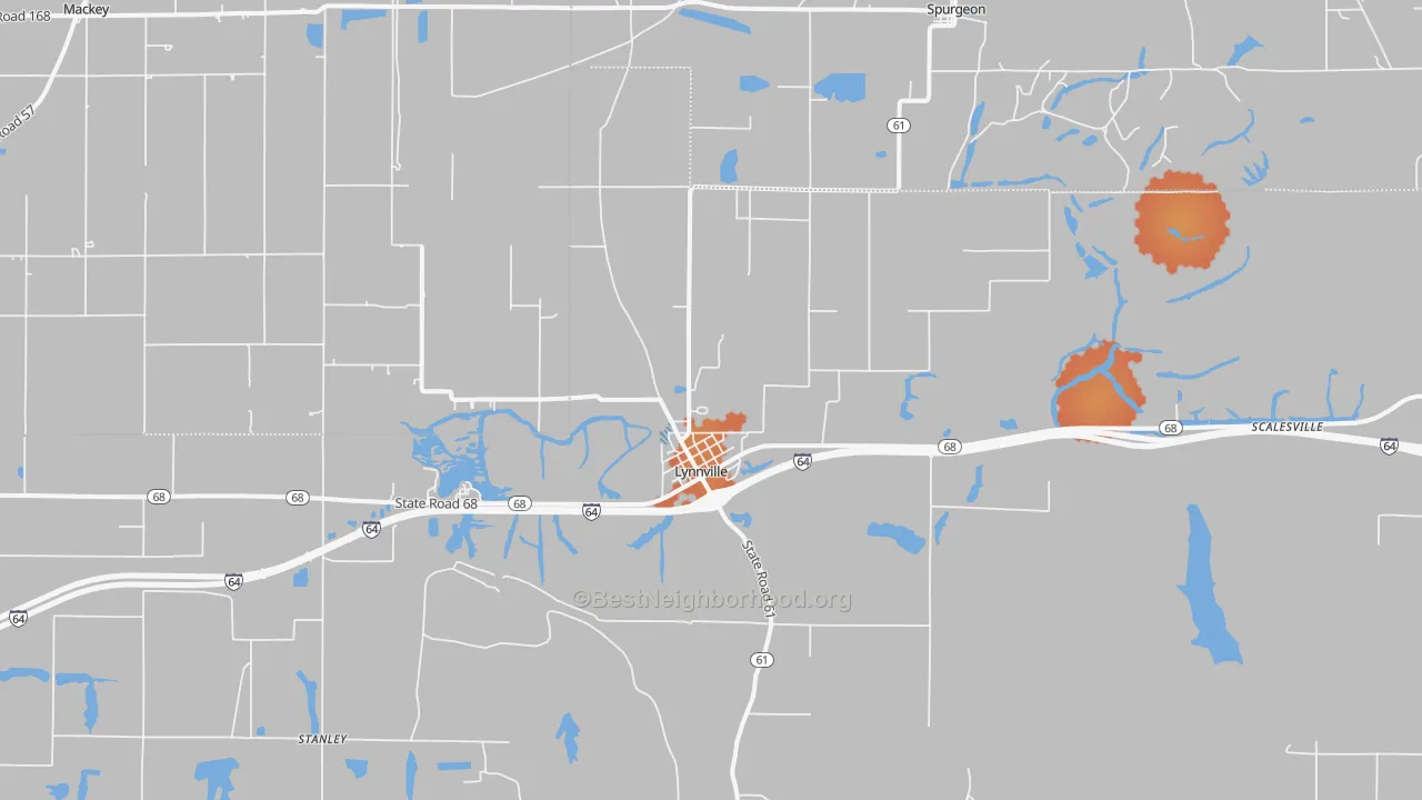 Bike Grade map of 47619, IN