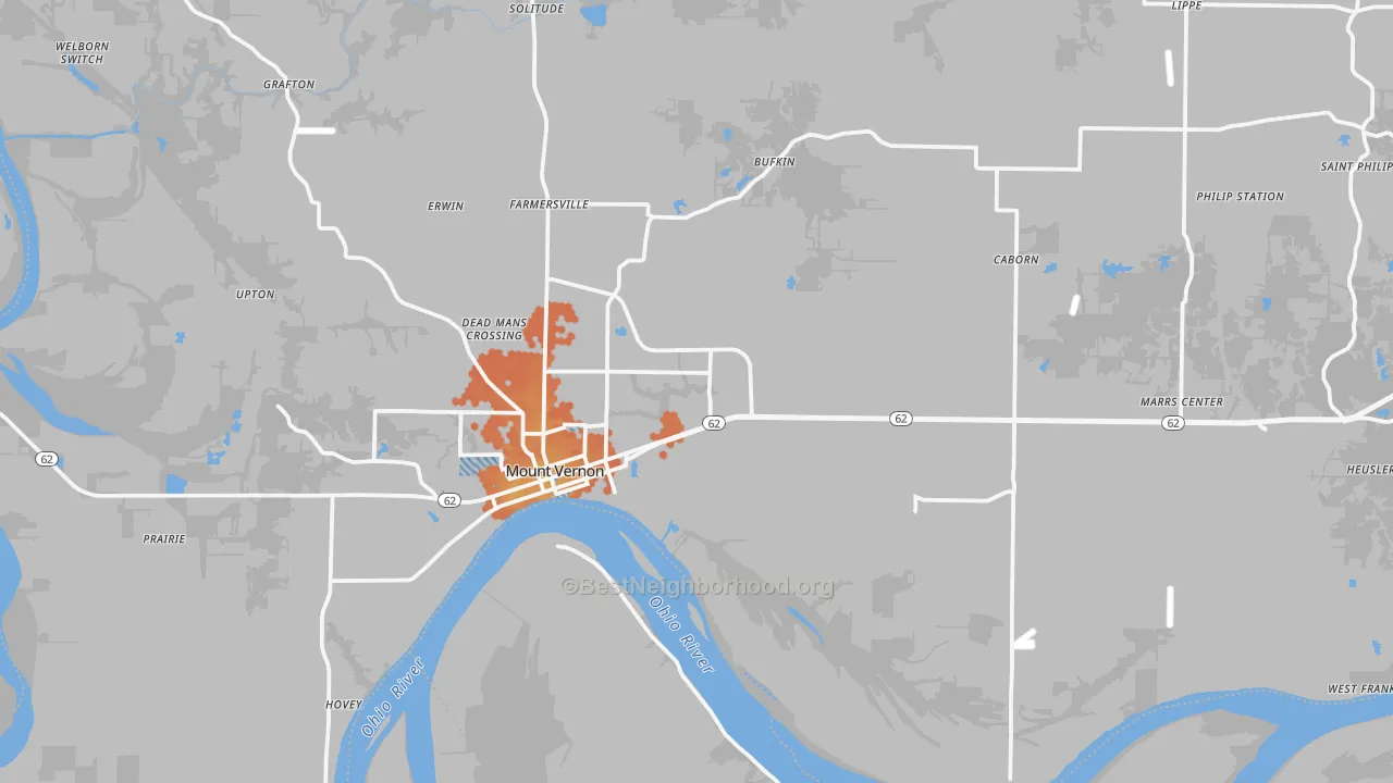 Bike Grade map of 47620, IN