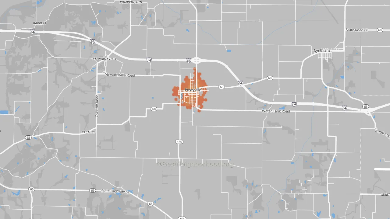 Bike Grade map of 47633, IN
