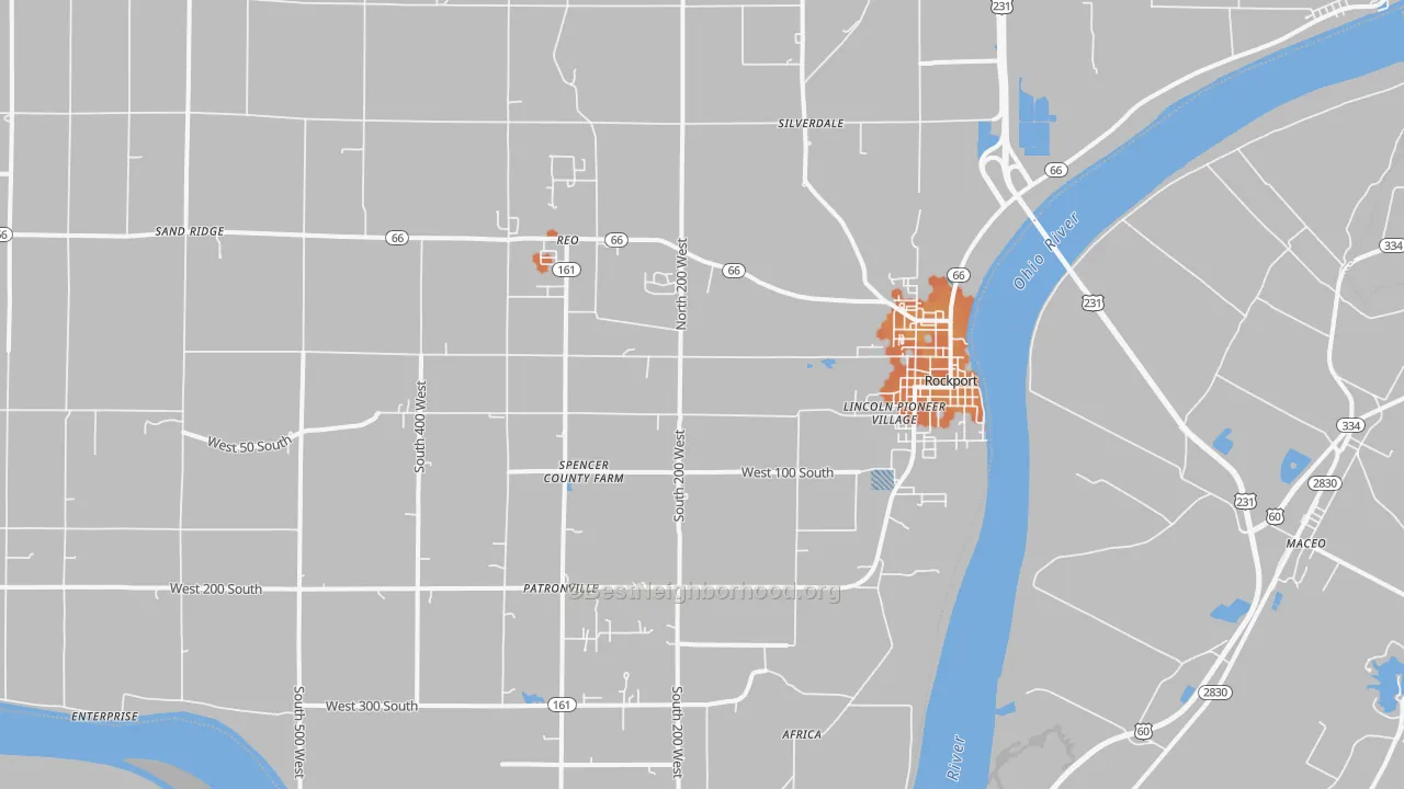 Bike Grade map of 47635, IN