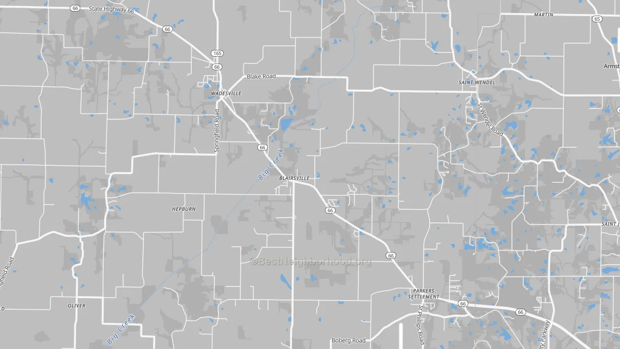 Bike Grade map of 47638, IN