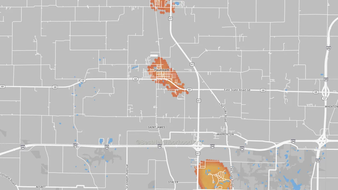 Bike Grade map of 47639, IN