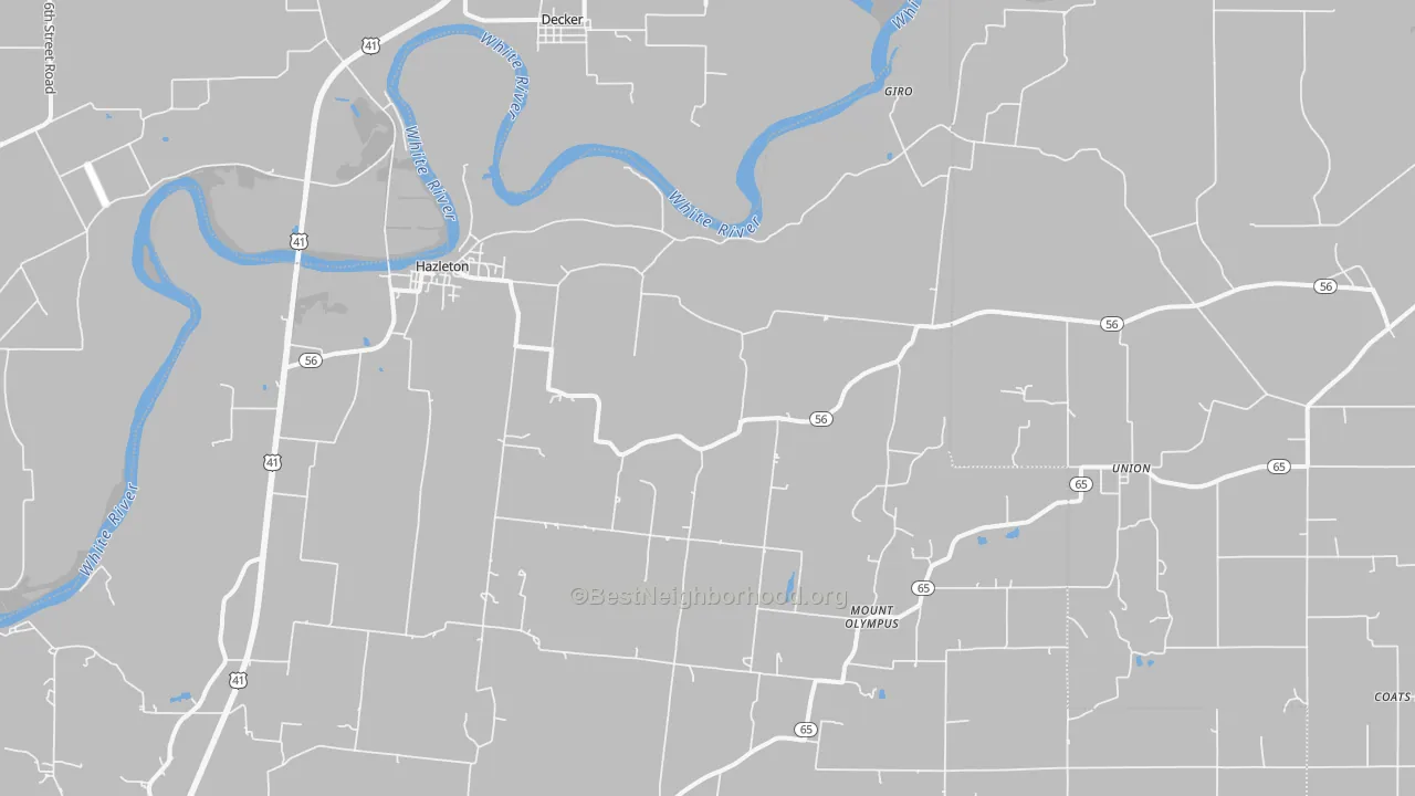 Bike Grade map of 47640, IN