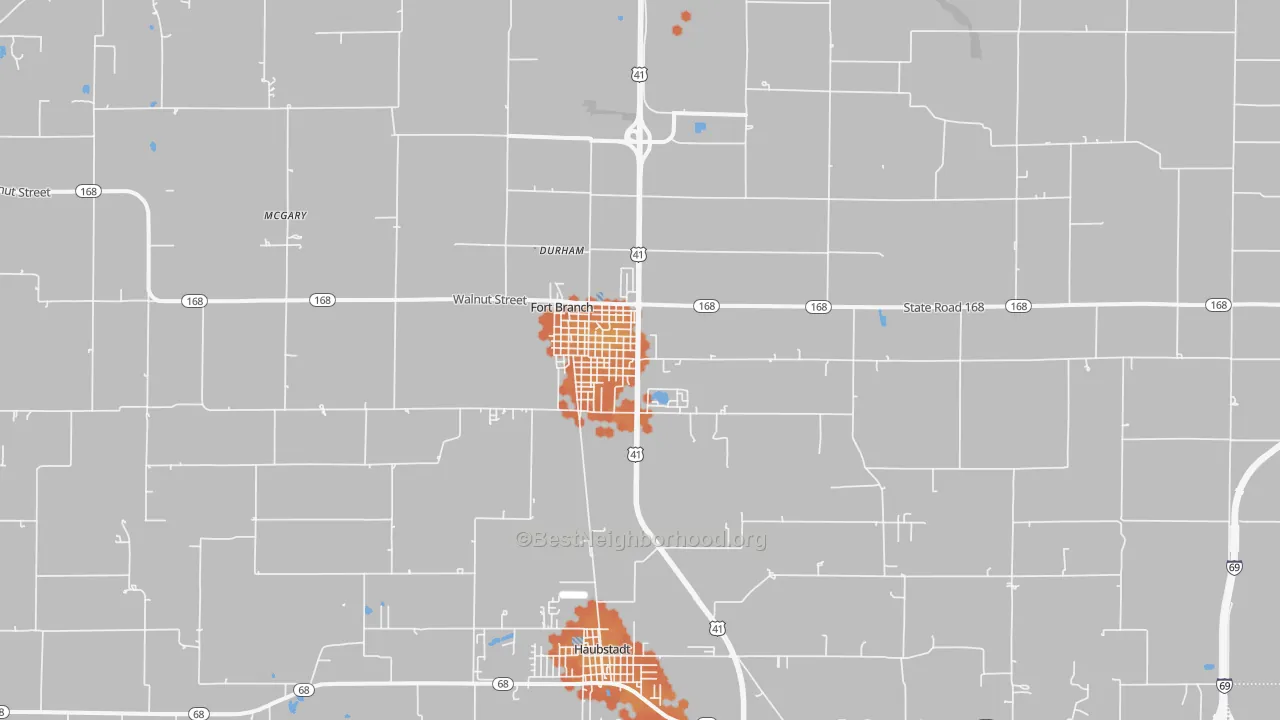 Bike Grade map of 47648, IN