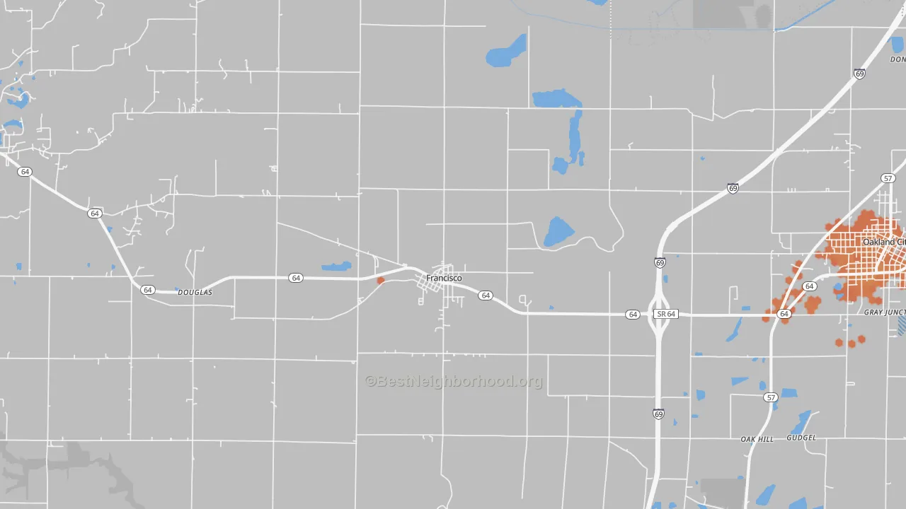 Bike Grade map of 47649, IN