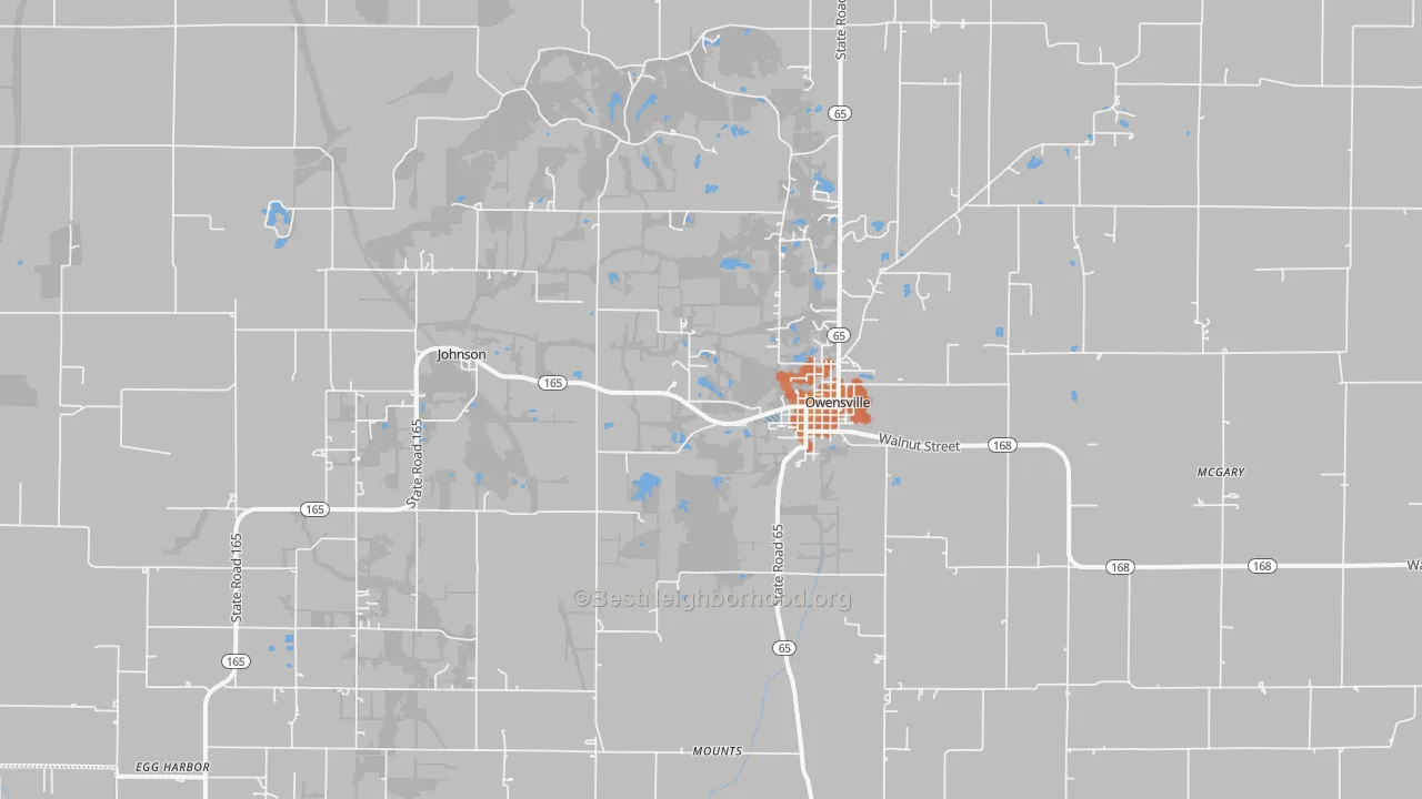 Bike Grade map of 47665, IN