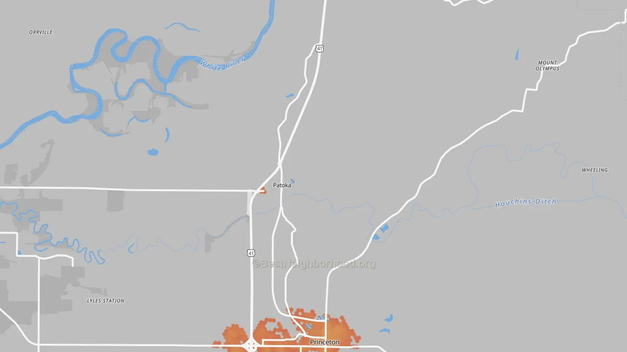 Bike Grade map of 47666, IN