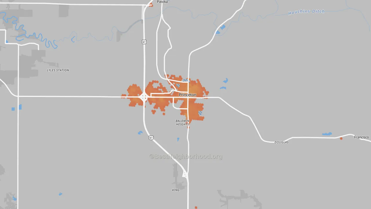 Bike Grade map of 47670, IN