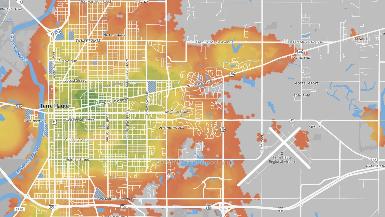 Bike Grade map of 47803, IN
