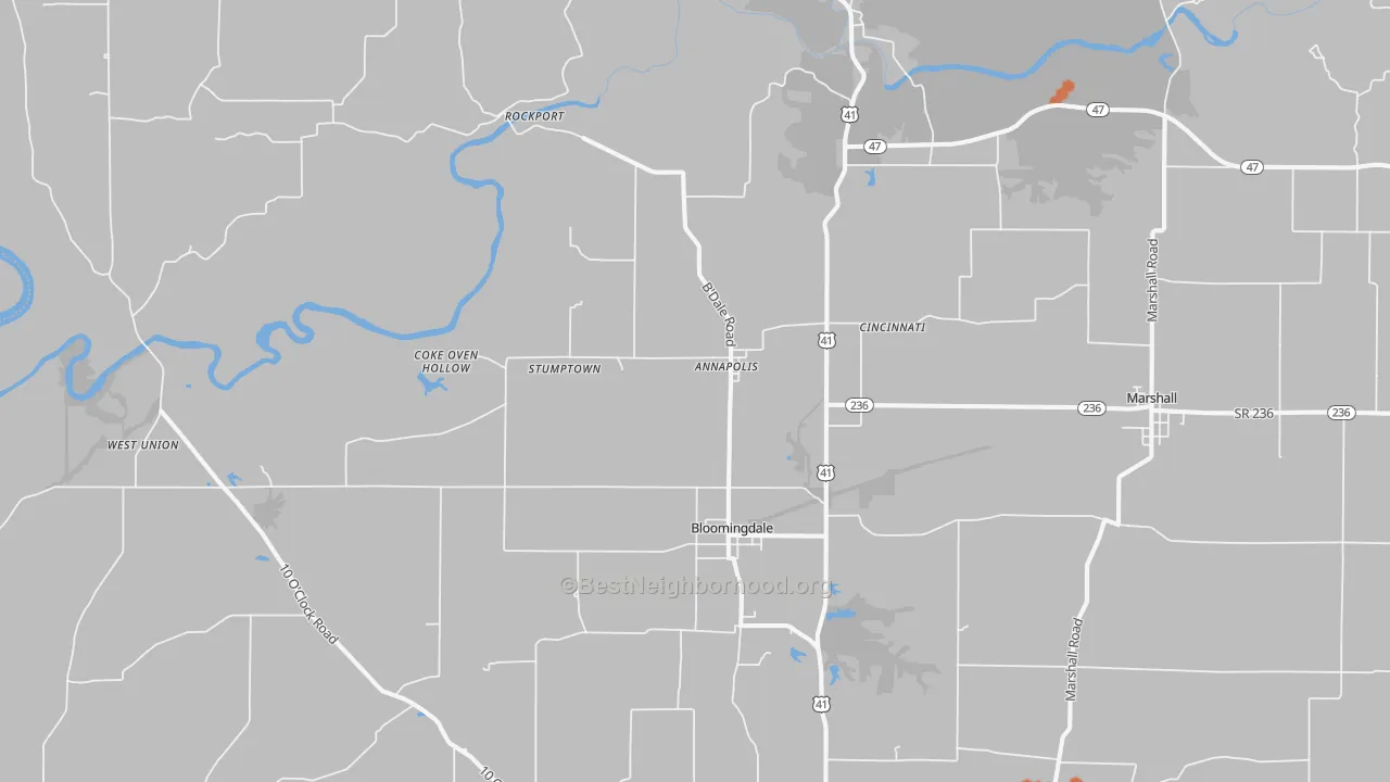 Bike Grade map of 47832, IN