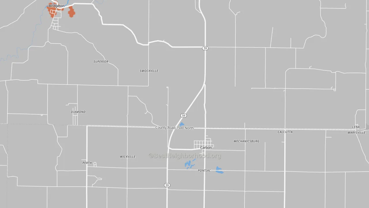 Bike Grade map of 47837, IN