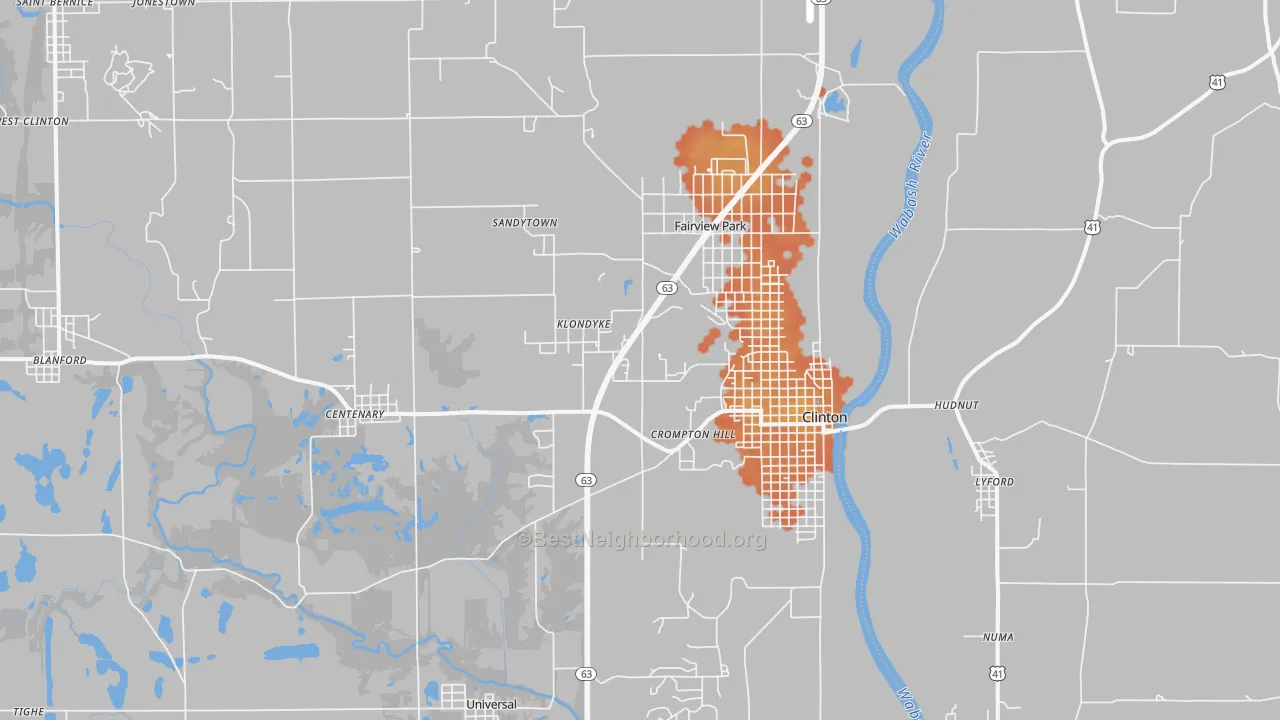 Bike Grade map of 47842, IN